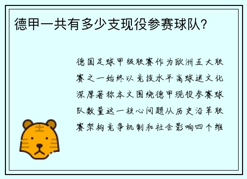 德甲一共有多少支现役参赛球队？
